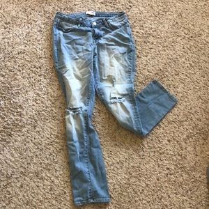 Straight leg distressed jeans